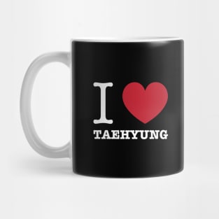 I love BTS Taehyung typography white Morcaworks Mug